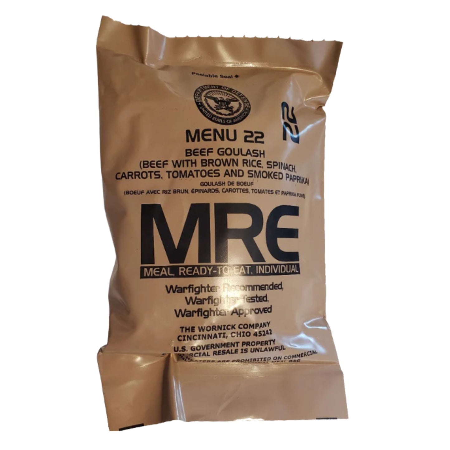 Military MRE Single Meal (Beef Goulash )