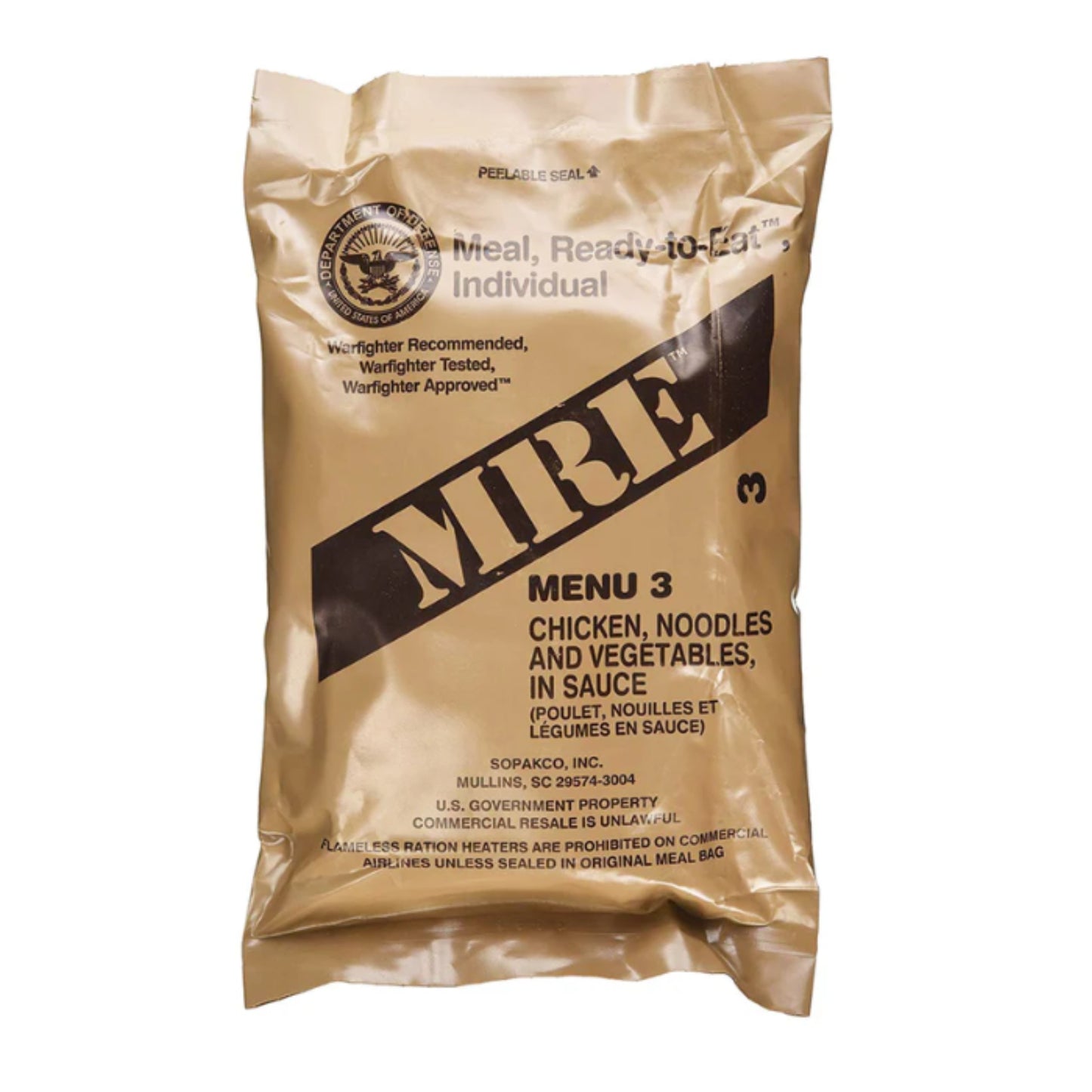 Military MRE Single Meal (Chicken w/Noodles)