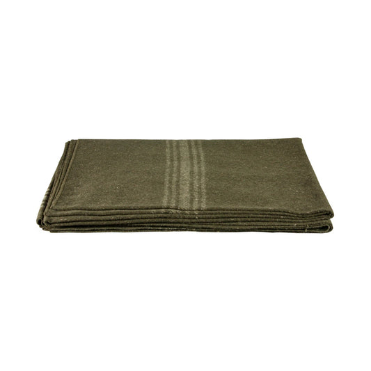 Wool Blanket- Khaki Striped Olive Drab