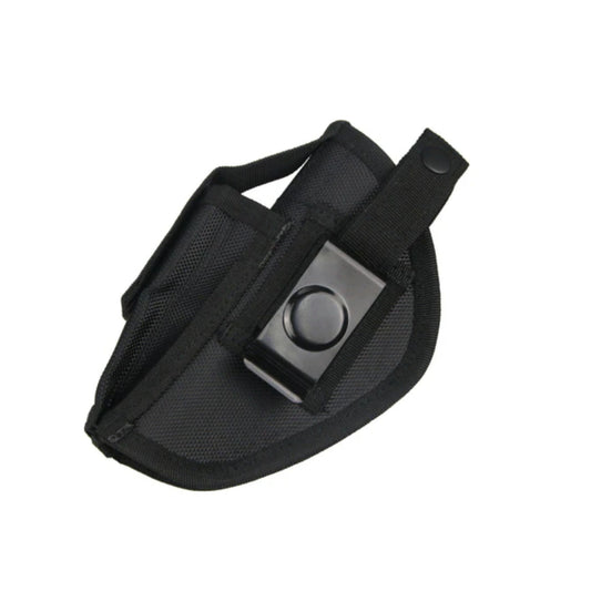 Low Profile Tactical Pistol Holster w/ Spare Mag Pocket & Belt Clip – Black