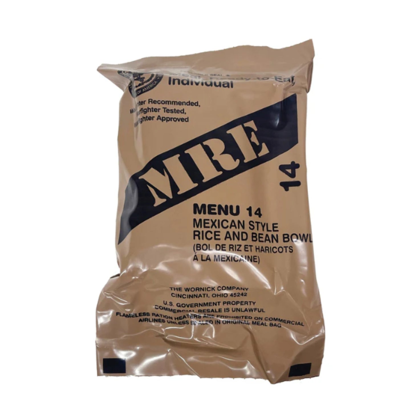 Military MRE Single Meal (Mexican Style Rice and Bean Bowl )