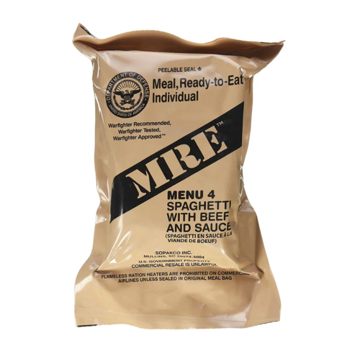 Military MRE Single Meal (Spaghetti w/Meat Sauce )