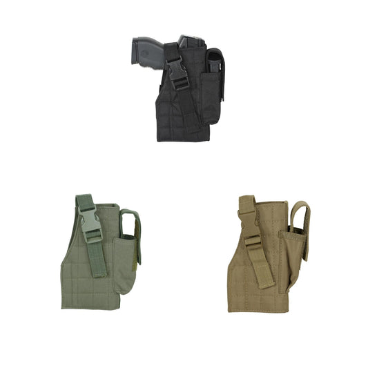 Voodoo Tactical MOLLE Holster with Attached Mag Pouch – Adjustable Pistol Holster for .380 to .45 Caliber Handguns