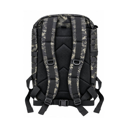 35L Laser Cut MOLLE Tactical Backpack – Black Camo with 10x12 Plate Pocket