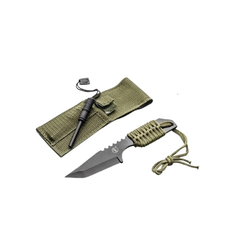 7" Hunting Knife with Fire Starter, Whistle & Carrying Case – 440 Steel Blade