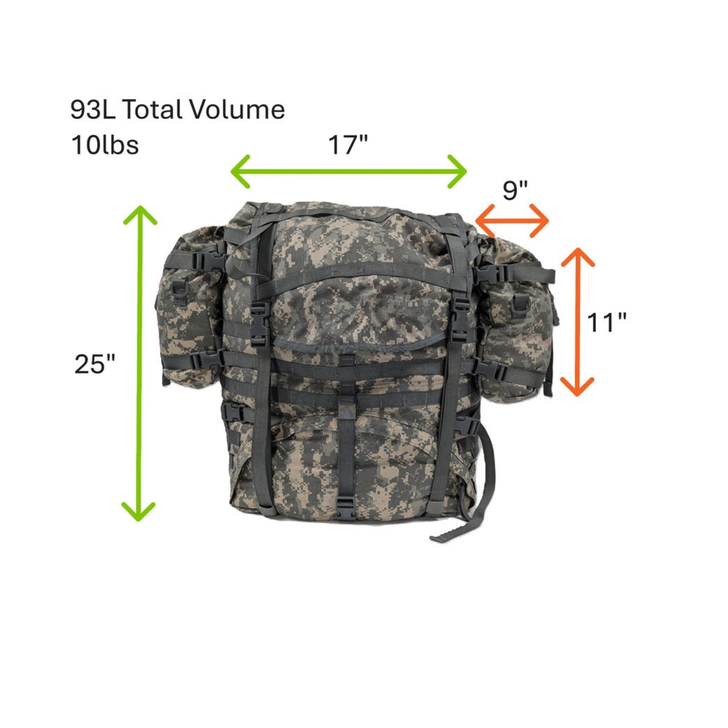 USGI MILITARY MOLLE II Large Rucksack Field Pack Complete - ACU