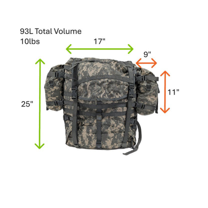 USGI MILITARY MOLLE II Large Rucksack Field Pack Complete - ACU