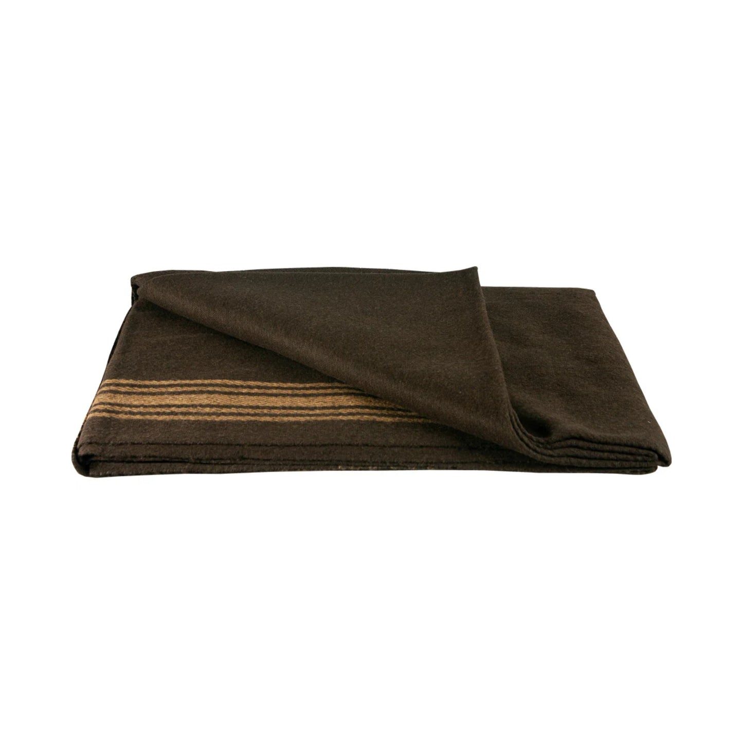 Wool Blanket- Camel Striped Brown