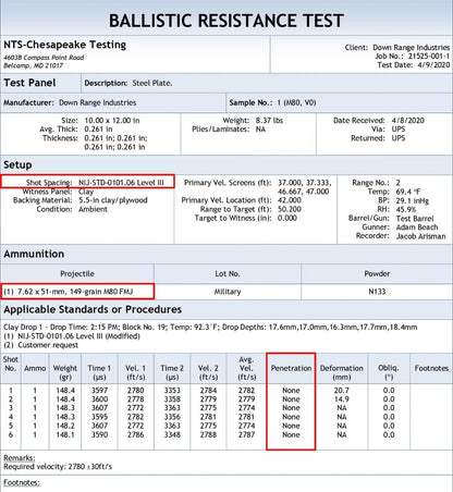 Down Range Body Armor AR500 Level-3 Plate Set