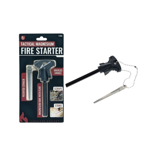 Tactical Magnesium Fire Starter with Flint – Compact Survival Fire Tool