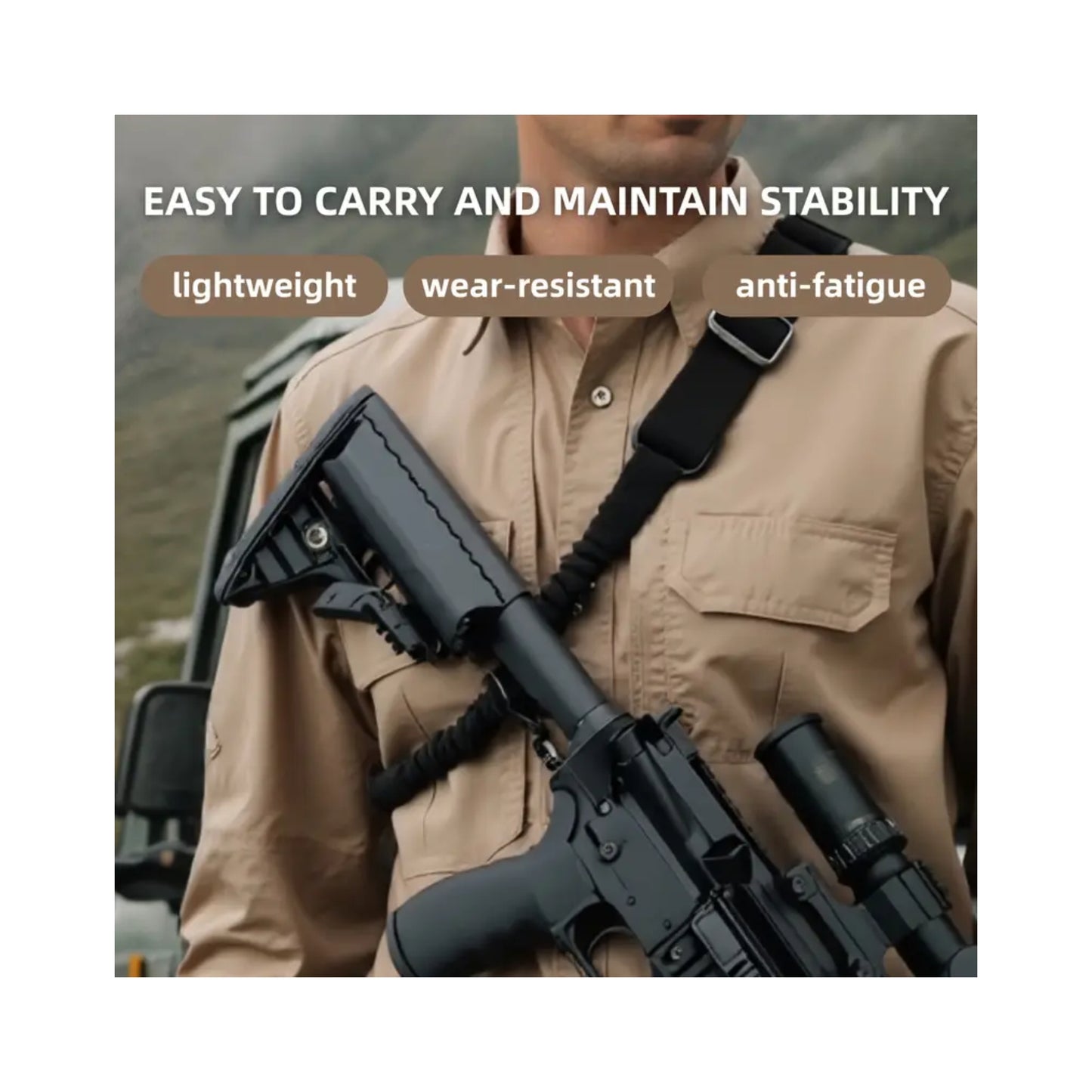 Single Point Sling – Adjustable Tactical Rifle Sling (Black)