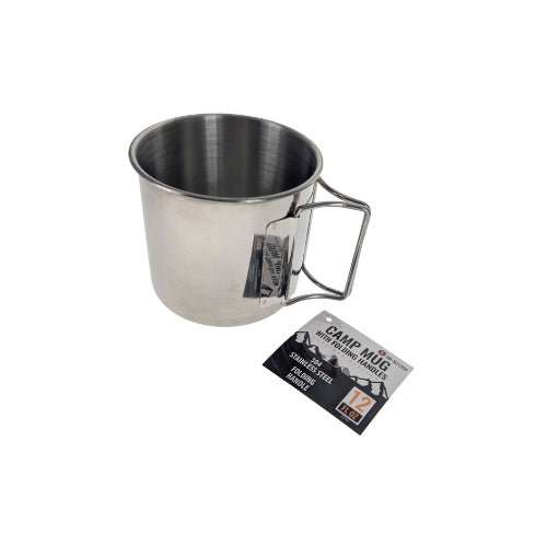 12 fl oz Stainless Steel Camp Mug with Folding Handles