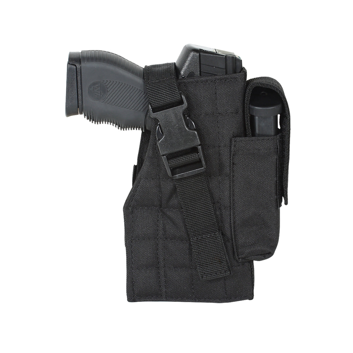 Voodoo Tactical MOLLE Holster with Attached Mag Pouch – Adjustable Pistol Holster for .380 to .45 Caliber Handguns