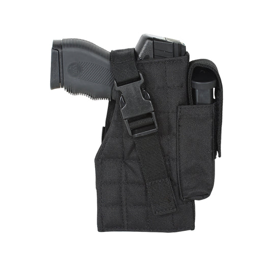 Voodoo Tactical MOLLE Holster with Attached Mag Pouch – Adjustable Pistol Holster for .380 to .45 Caliber Handguns