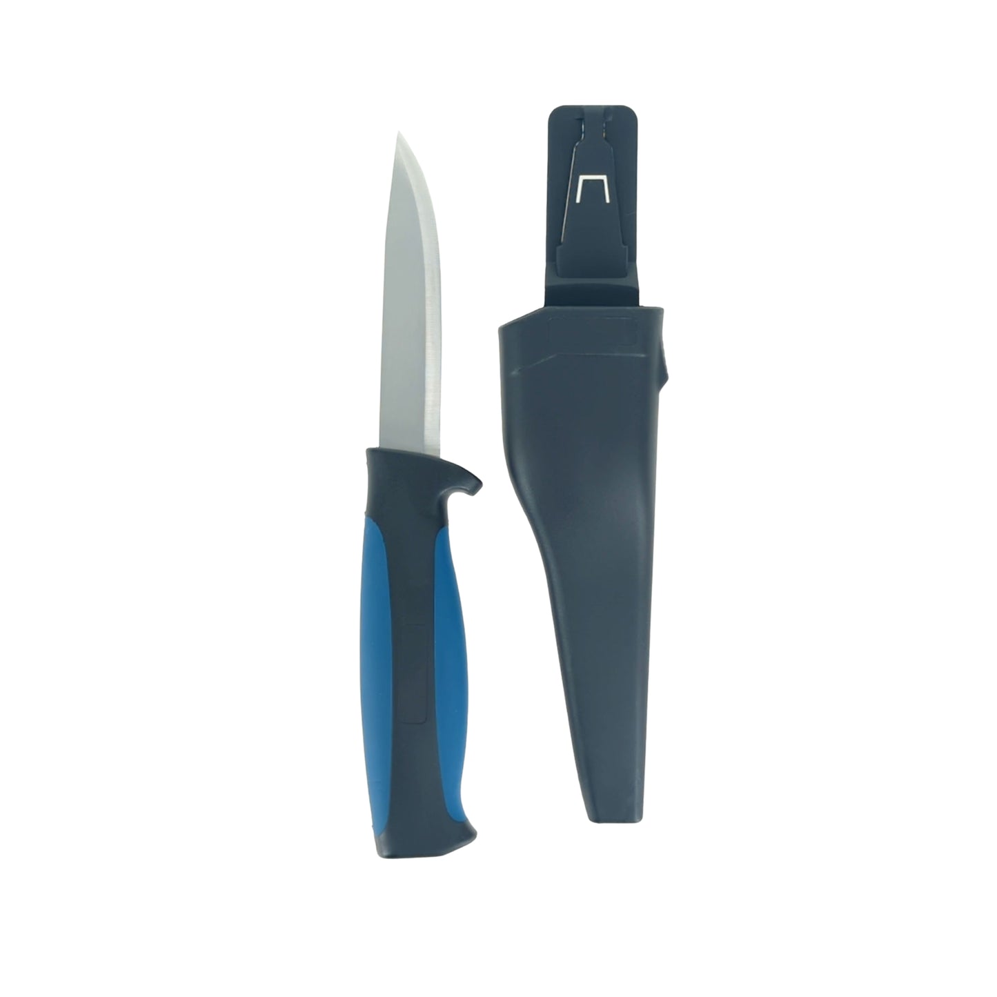 8" Bait Knife with Hard Sheath – 4CR14 Stainless Steel Fishing Fillet & Bait Knife Blue/Black Grip Handle