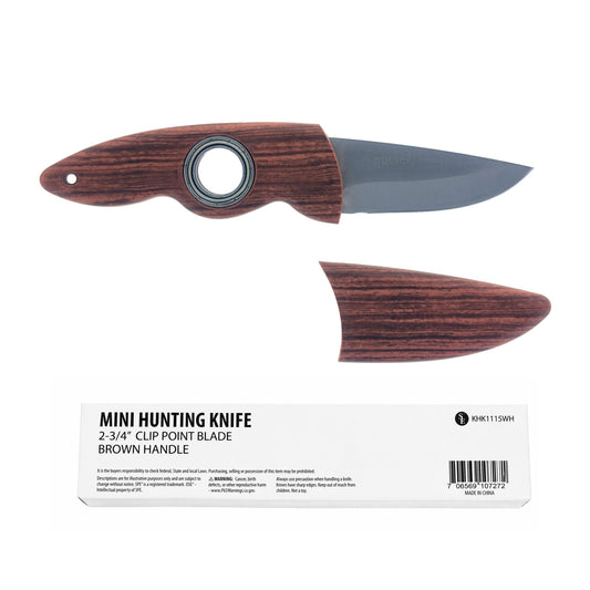2-3/4" Blade Fixed Blade Mini Hunting Knife with Finger Hole & Sheath