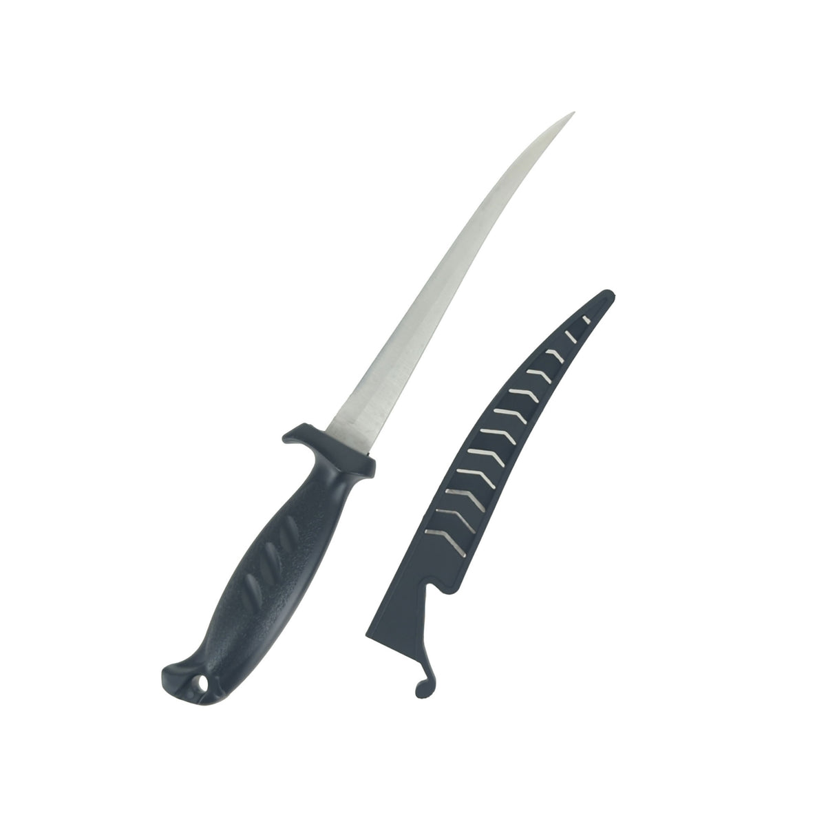 11" Black Fillet Knife with Hard Sheath – 6.25" Stainless Steel Blade