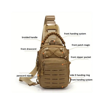 Laser Cut CCW Tactical Sling Bag with Paracord Handle- 1000D