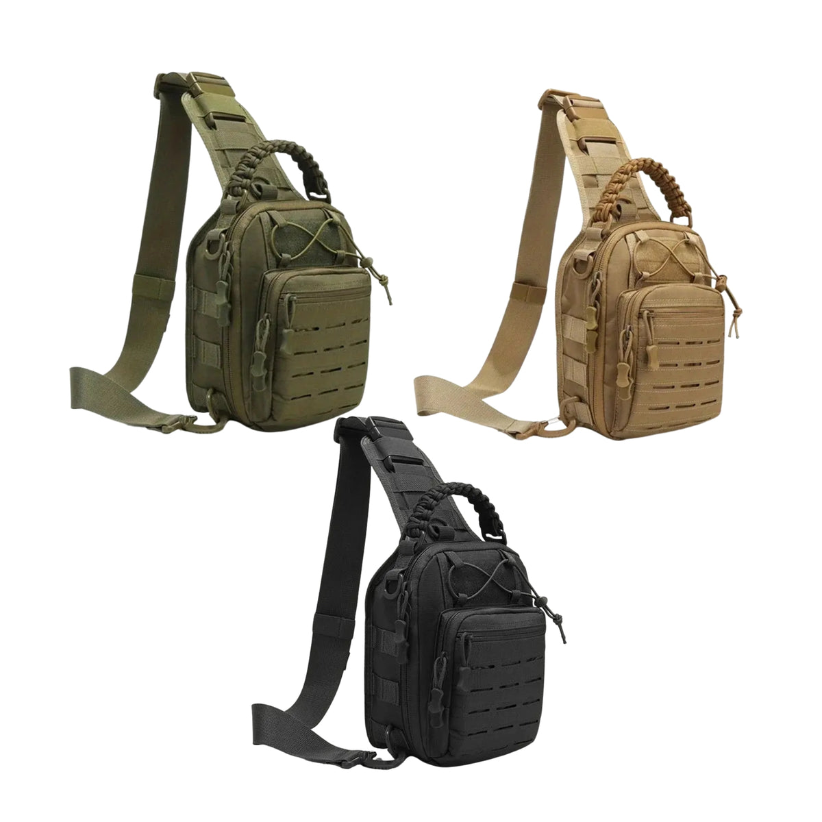 Laser Cut CCW Tactical Sling Bag with Paracord Handle- 1000D