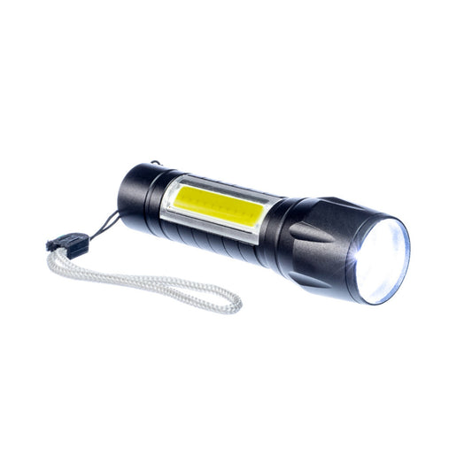 500 Lumen Rechargeable LED Flashlight with Adjustable Beam, Side Light, Strobe & Lanyard
