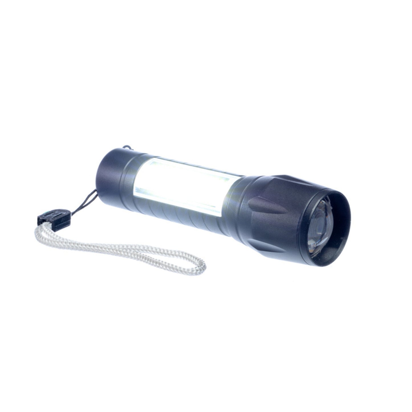 500 Lumen Rechargeable LED Flashlight with Adjustable Beam, Side Light, Strobe & Lanyard