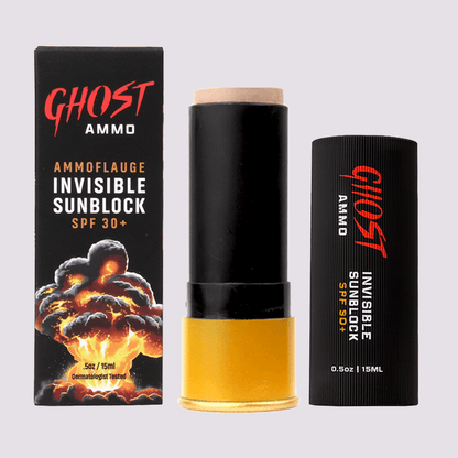 Ghost Ammo Invisible Sunblock Stick SPF 30+ | Clear, Water-Resistant Mineral Sunscreen