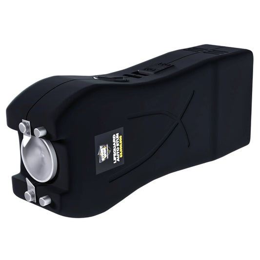 Streetwise black Lifeguard Auto Stun Gun angled close-up showing compact design for wholesale bulk orders and dropship